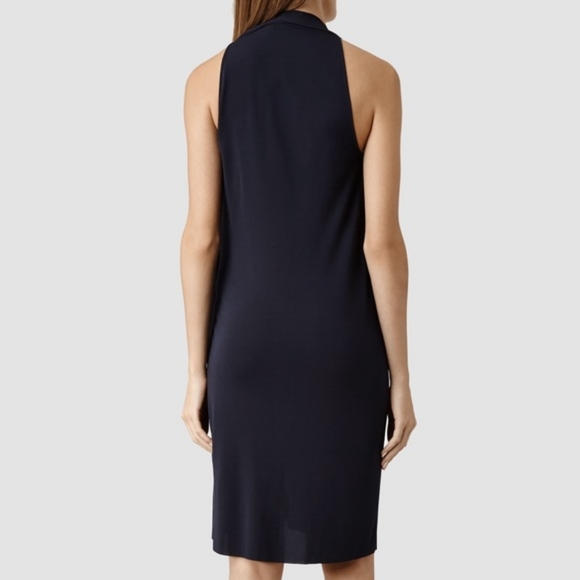AllSaints Olwen Dress in Deep dark Blue Sz 4 - Picture 3 of 8